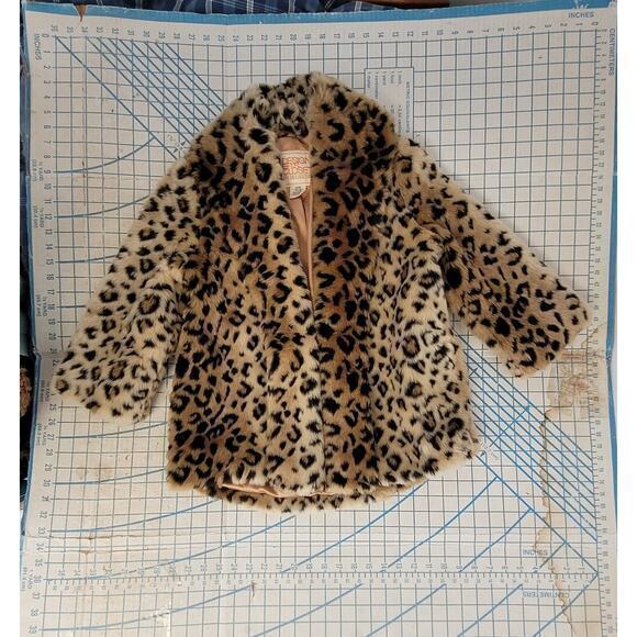 HP Billabong Vintage Faux Fur Animal Print Cheetah 3/4 Sleever Short Jacket - Picture 5 of 13
